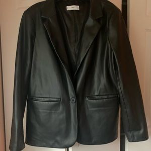 Faux leather blazer